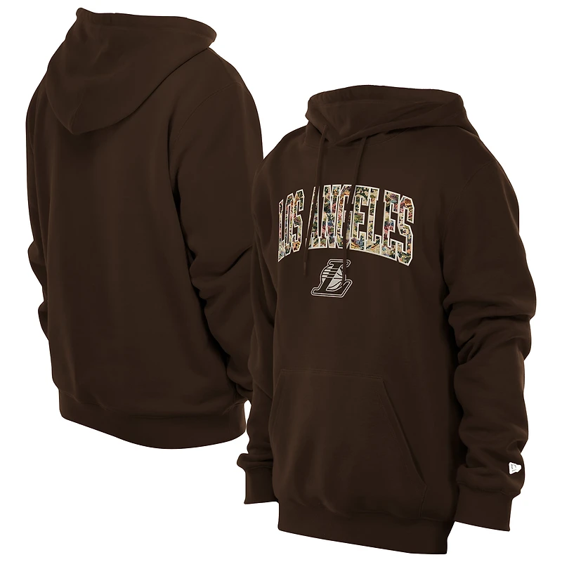 Men's New Era Brown Los Angeles Lakers Injection Pullover Hoodie