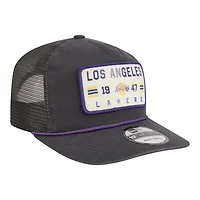 Casquette trucker ajustable New Era 19TWENTY pour homme, couleur anthracite, avec écusson délavé des Los Angeles Lakers.