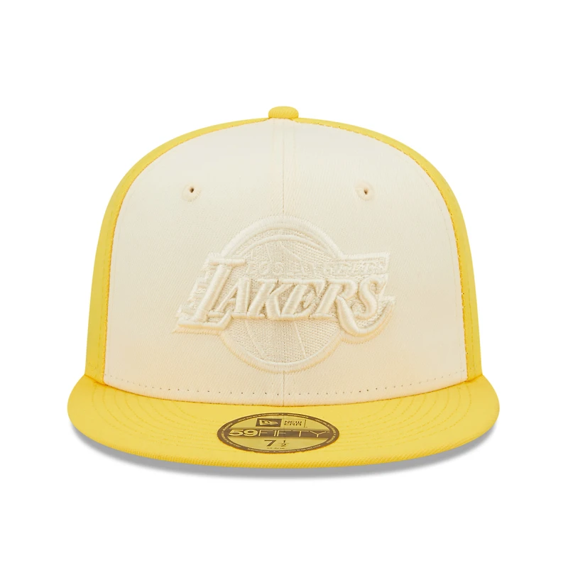 Men's New Era Cream/Gold Los Angeles Lakers Cork Two-Tone 59FIFTY - Fitted Hat