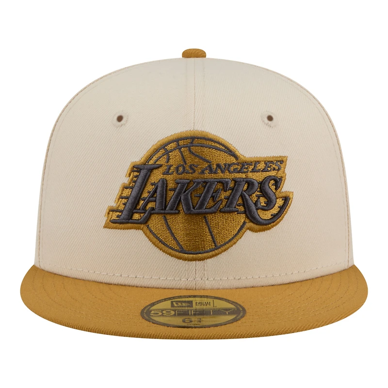 Men's New Era Cream/Tan Los Angeles Lakers Two-Tone Color Pack 59FIFTY Fitted Hat