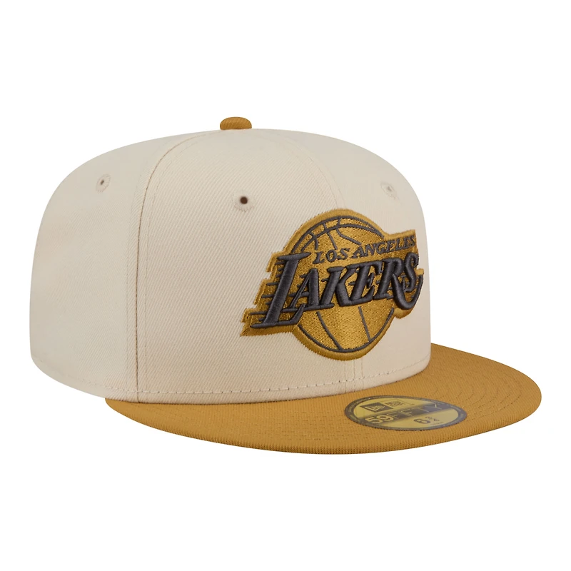 Men's New Era Cream/Tan Los Angeles Lakers Two-Tone Color Pack 59FIFTY Fitted Hat