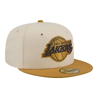 Men's New Era Cream/Tan Los Angeles Lakers Two-Tone Color Pack 59FIFTY Fitted Hat