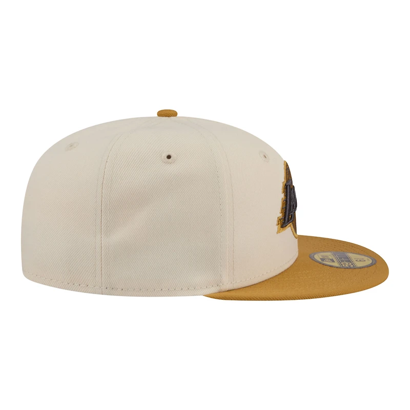 Men's New Era Cream/Tan Los Angeles Lakers Two-Tone Color Pack 59FIFTY Fitted Hat