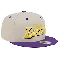 Men's New Era Cream Los Angeles Lakers Injection Team Art 9FIFTY Adjustable Snapback Hat