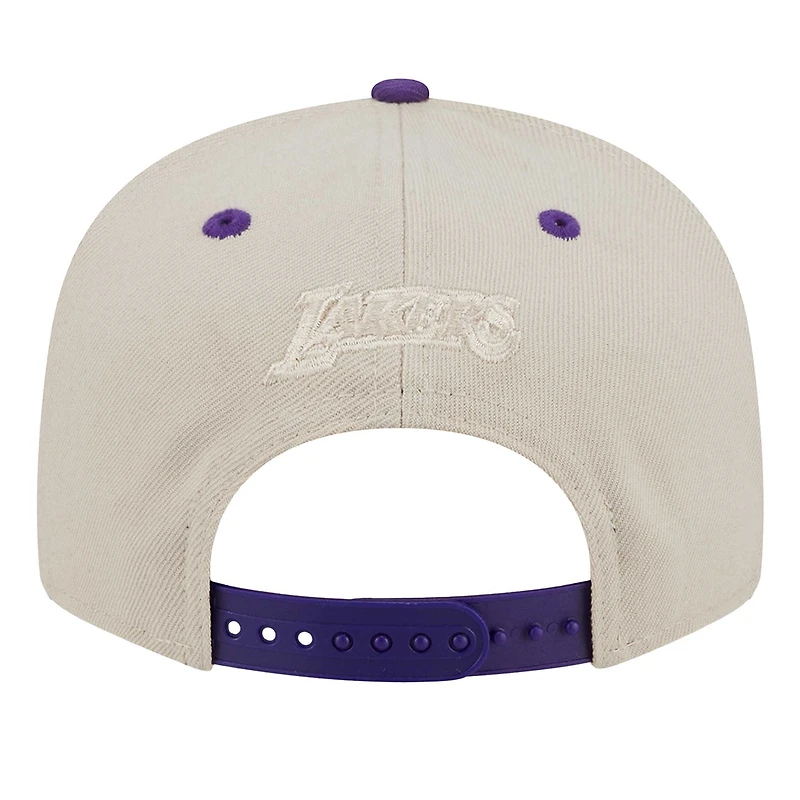 Men's New Era Cream Los Angeles Lakers Injection Team Art 9FIFTY Adjustable Snapback Hat