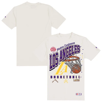 T-shirt vintage oversize New Era crème Los Angeles Lakers City Edition Remix pour homme