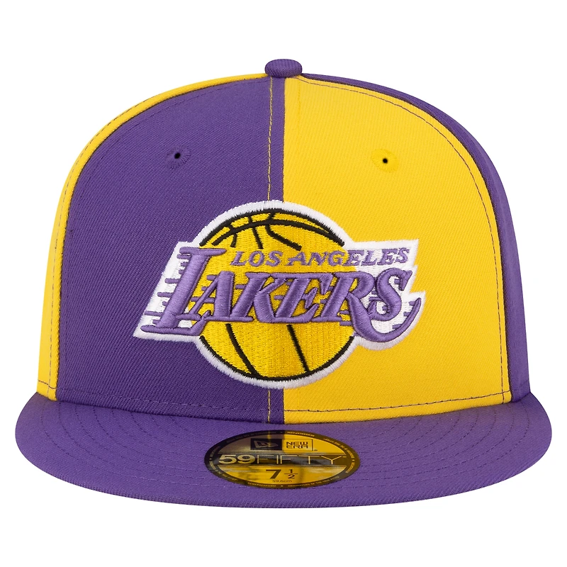 Men's New Era Gold/Purple Los Angeles Lakers 80s Throwback Pinwheel 59FIFTY Fitted Hat