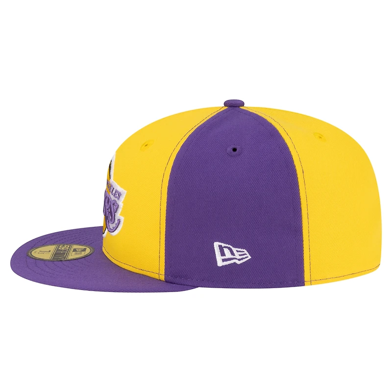 Men's New Era Gold/Purple Los Angeles Lakers 80s Throwback Pinwheel 59FIFTY Fitted Hat