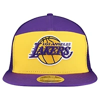 Casquette camionneur New Era 9FIFTY Snapback pour homme, couleur or/violet, Los Angeles Lakers Outdoor Split Panel