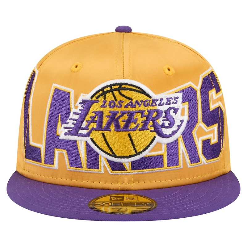 Men's New Era Gold/Purple Los Angeles Lakers Satin Two-Tone 59FIFTY Fitted Hat