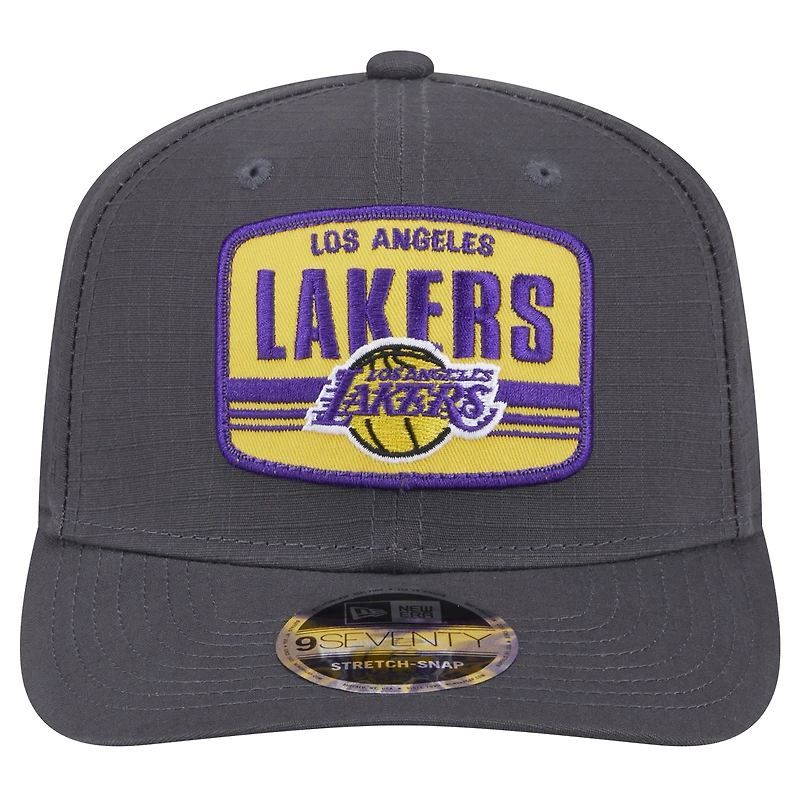Casquette réglable New Era Graphite Los Angeles Lakers Team Elevated Patch 9SEVENTY pour hommes