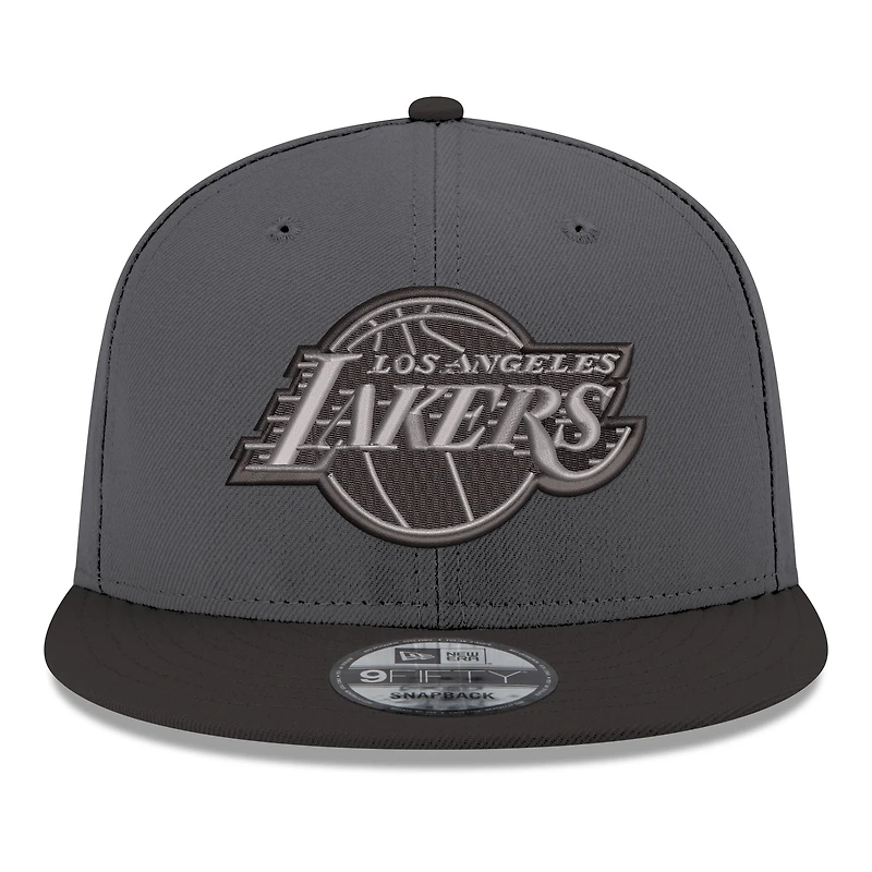 Men's New Era Gray/Black Los Angeles Lakers Logo 2-Tone 9FIFTY Snapback Hat