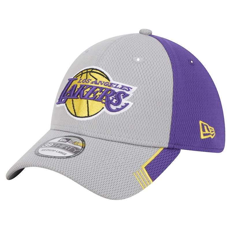 Men's New Era Gray/Purple Los Angeles Lakers Active Trim 39THIRTY Flex Hat