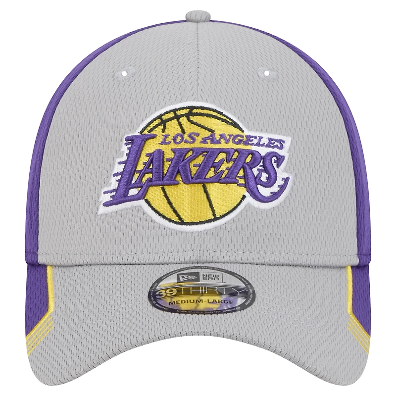 Men's New Era Gray/Purple Los Angeles Lakers Active Trim 39THIRTY Flex Hat