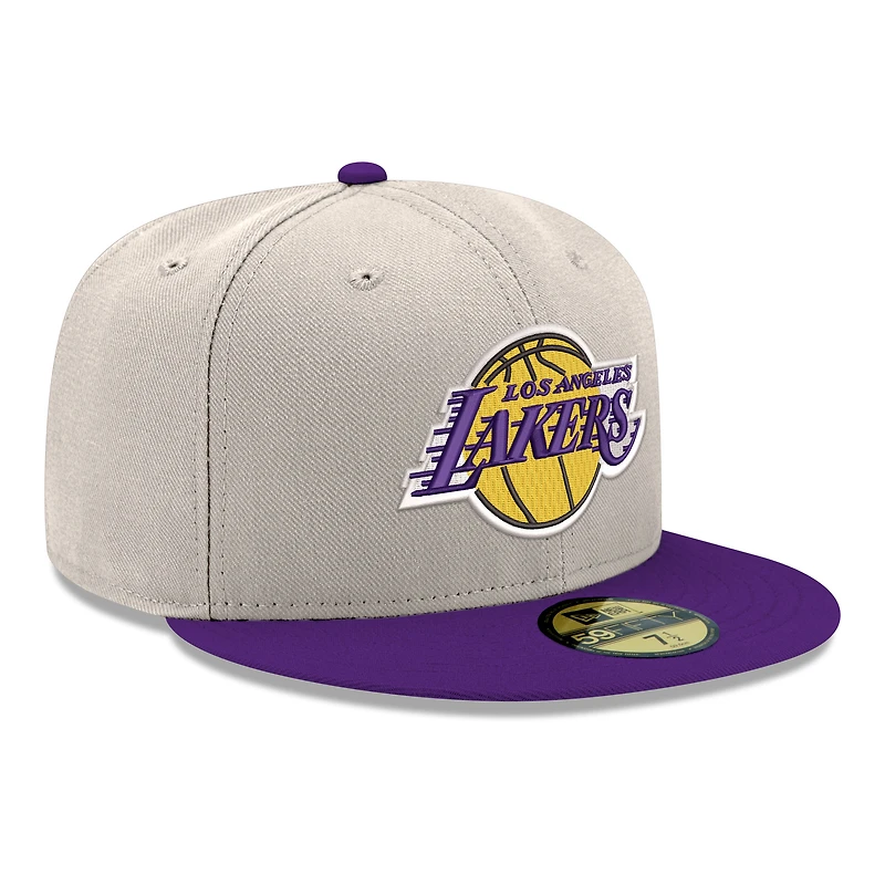 Casquette ajustée New Era 59FIFTY Chrome Los Angeles Lakers pour homme, grise et violette