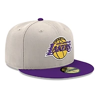 Casquette ajustée New Era 59FIFTY Chrome Los Angeles Lakers pour homme, grise et violette