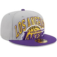 Men's New Era Gray/Purple Los Angeles Lakers Tip-Off Two-Tone 59FIFTY Fitted Hat