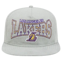 Men's New Era Gray Los Angeles Lakers Throwback Corduroy Golfer Snapback Hat