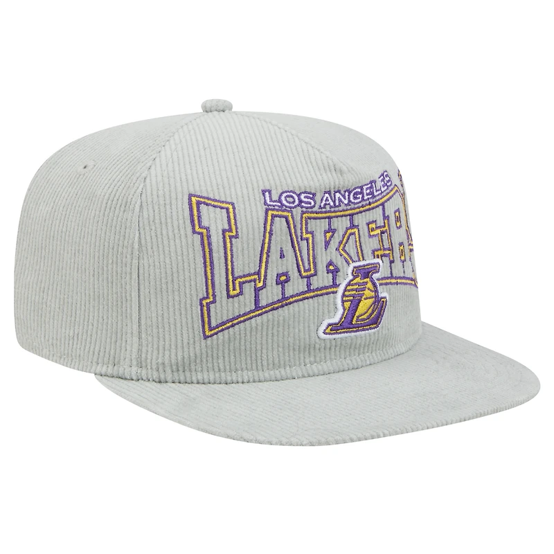 Casquette de golf à visière rabattable en velours côtelé Los Angeles Lakers de New Era pour homme, gris