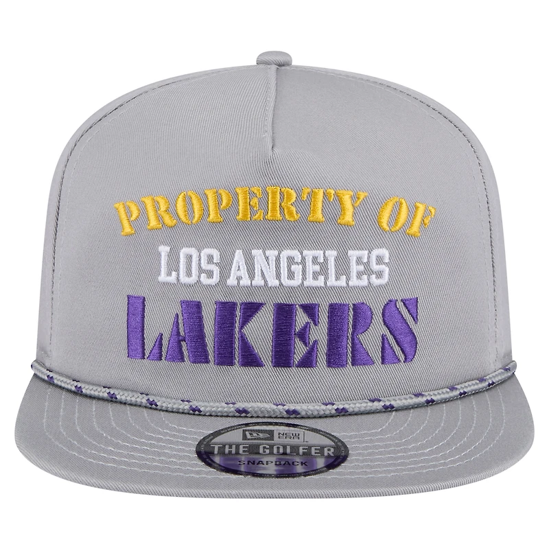 Casquette snapback grise New Era pour homme, motif Los Angeles Lakers, Property of Golfer