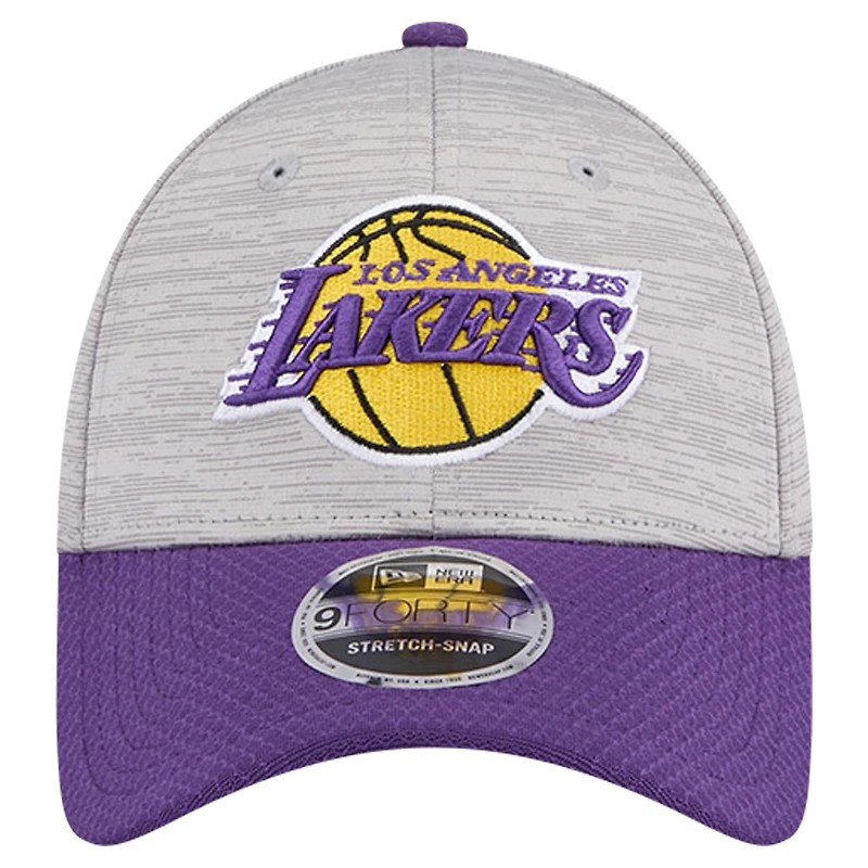 Men's New Era Heather Gray/Purple Los Angeles Lakers Active Digi-Tech Two-Tone 9FORTY Adjustable Hat
