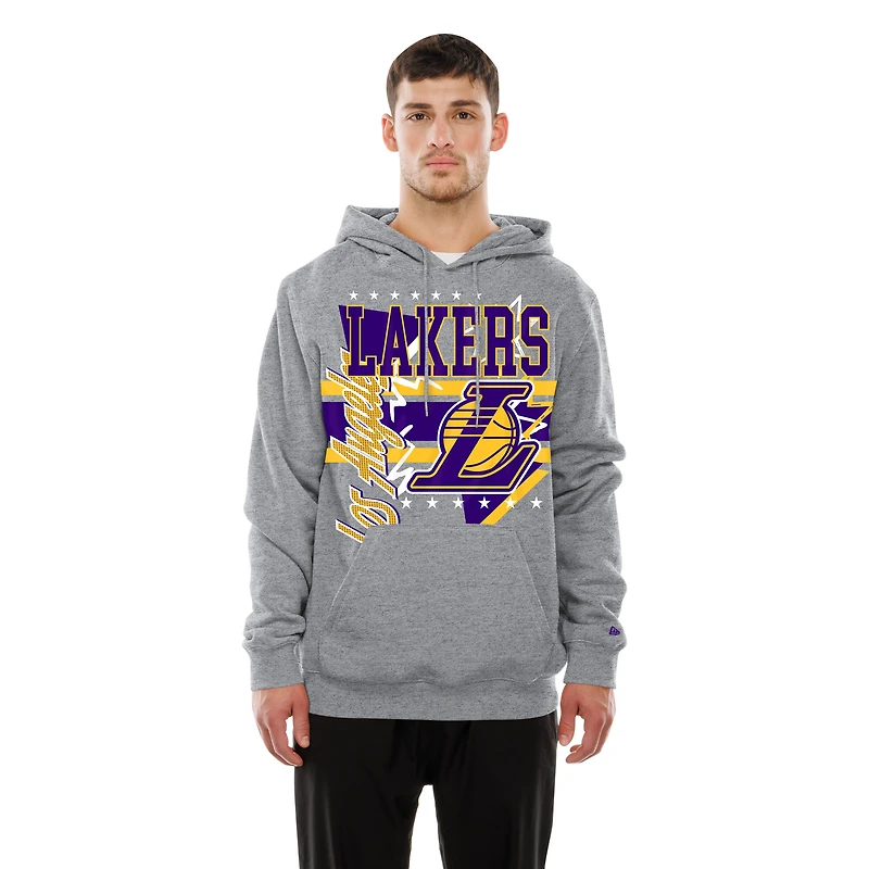 Men's New Era Heather Gray Los Angeles Lakers Injection Sport Classics Fleece Hoodie