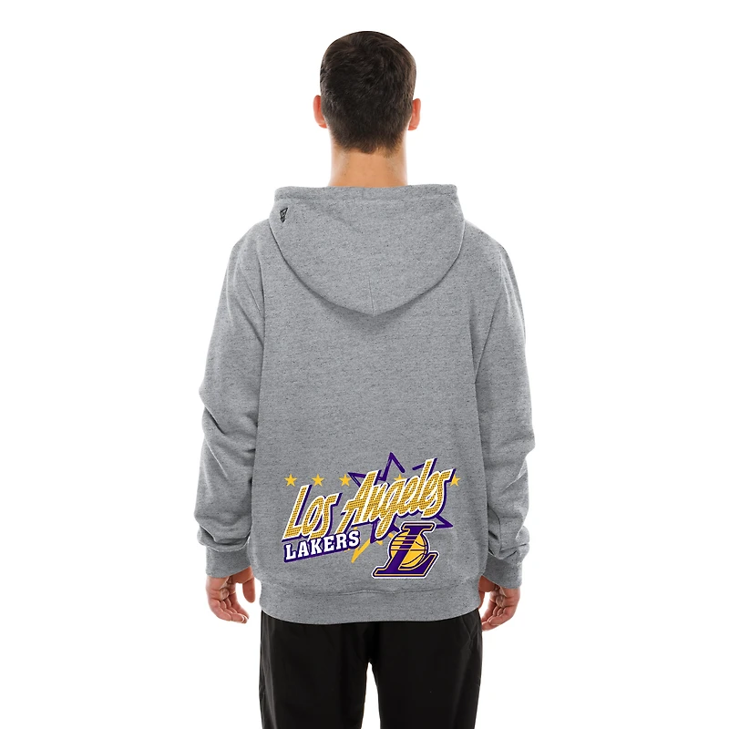 Men's New Era Heather Gray Los Angeles Lakers Injection Sport Classics Fleece Hoodie