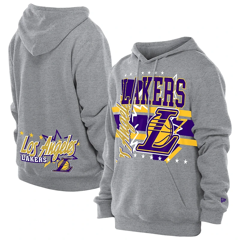 Men's New Era Heather Gray Los Angeles Lakers Injection Sport Classics Fleece Hoodie