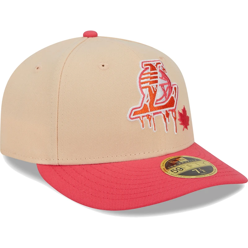 Casquette ajustée 59FIFTY Los Angeles Lakers Drip Low Profile New Era kaki/corail pour hommes