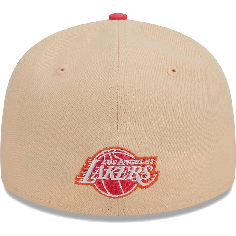 Casquette ajustée 59FIFTY Los Angeles Lakers Drip Low Profile New Era kaki/corail pour hommes