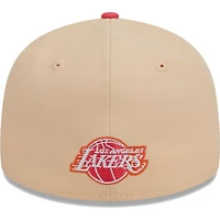 Casquette ajustée 59FIFTY Los Angeles Lakers Drip Low Profile New Era kaki/corail pour hommes
