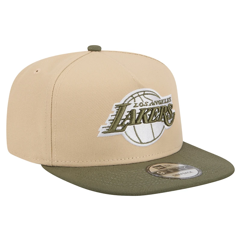 Men's New Era Khaki/Olive Los Angeles Lakers Color Pack Two-Tone A-Frame 9FIFTY Snapback Hat