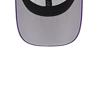 Casquette réglable 9FORTY Los Angeles Lakers Throwback Patch Trucker 9FORTY kaki/violet New Era pour hommes