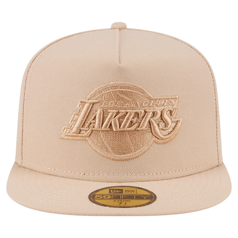 Men's New Era Khaki Los Angeles Lakers Color Pack A-Frame 59FIFTY Fitted Hat