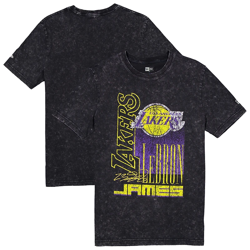 T-shirt New Era LeBron James noir Los Angeles Lakers Full Court Press Mineral Wash Player pour homme