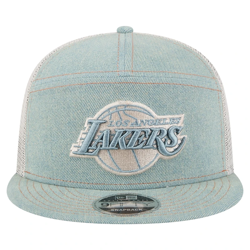 Casquette camionneur à snapback 9FIFTY Adventure Denim pour homme de la marque New Era Los Angeles Lakers