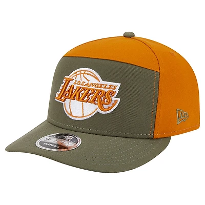Men's New Era  Olive/Burnt Orange Los Angeles Lakers Two-Tone Color Pack Split Panel 9FIFTY Adjustable Hat