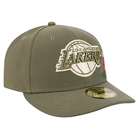 Men's New Era Olive Los Angeles Lakers Tonal Florals 59FIFTY Fitted Hat