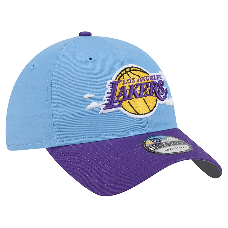 Casquette ajustable New Era Clouds 9TWENTY bleu poudré pour homme, Los Angeles Lakers