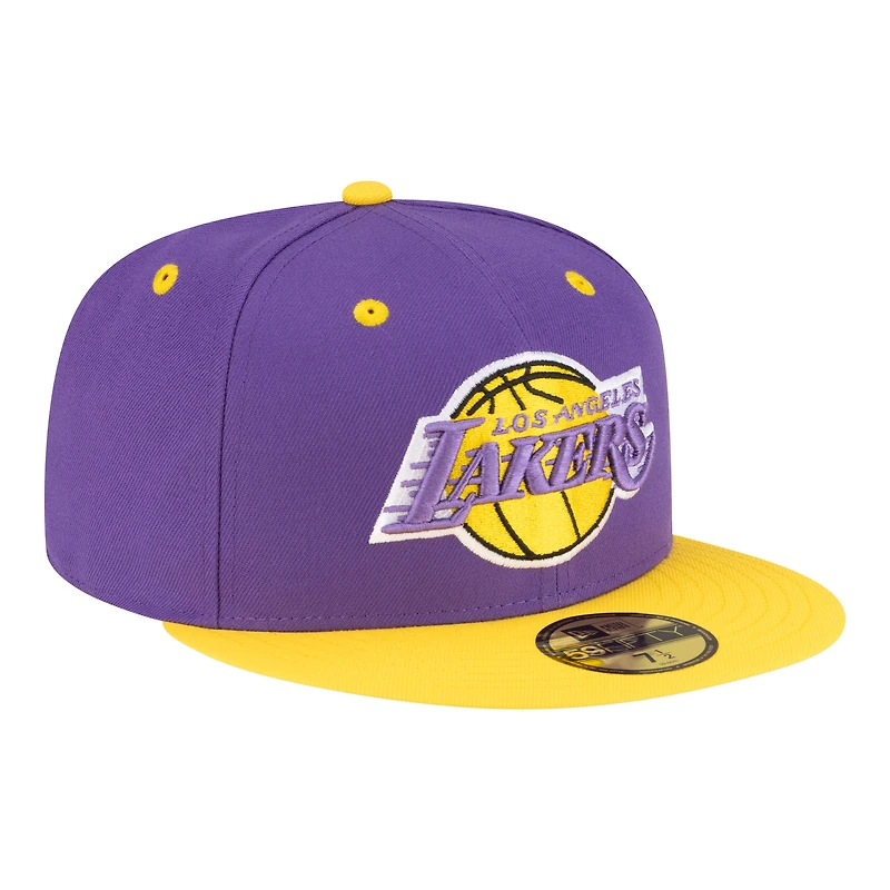 Men's New Era Purple/Gold Los Angeles Lakers 80s Throwback 59FIFTY Fitted Hat