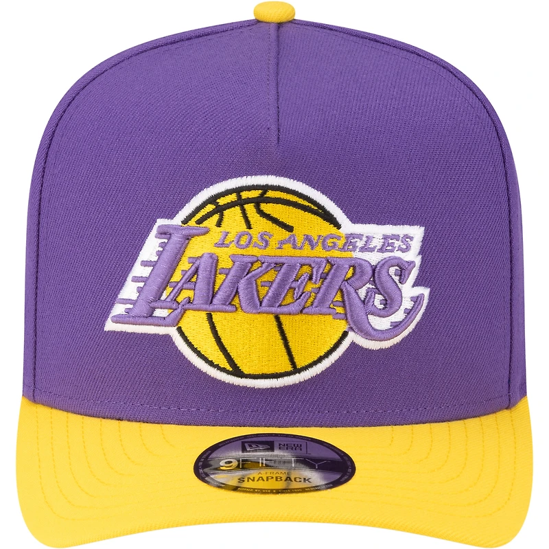 Casquette snapback New Era 9FIFTY pour homme, violette et or, Los Angeles Lakers, style années 80.