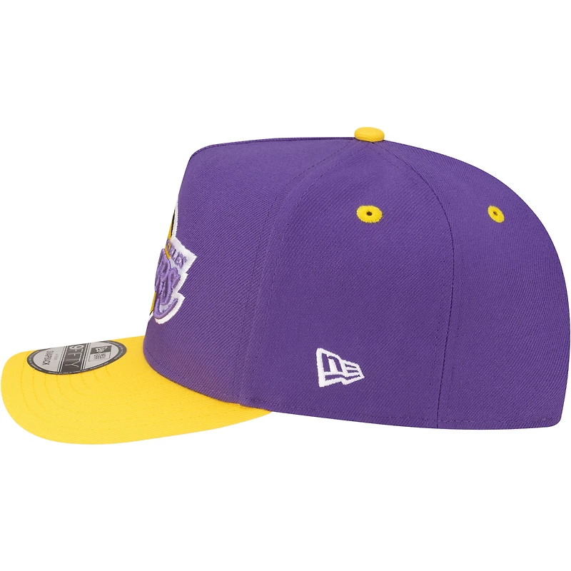 Casquette snapback New Era 9FIFTY pour homme, violette et or, Los Angeles Lakers, style années 80.