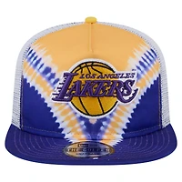 Casquette snapback de golfeur New Era violet/doré Los Angeles Lakers Throwback Dye pour homme