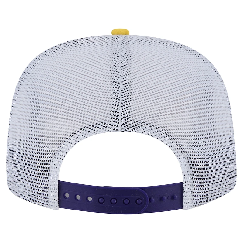 Casquette snapback de golfeur New Era violet/doré Los Angeles Lakers Throwback Dye pour homme