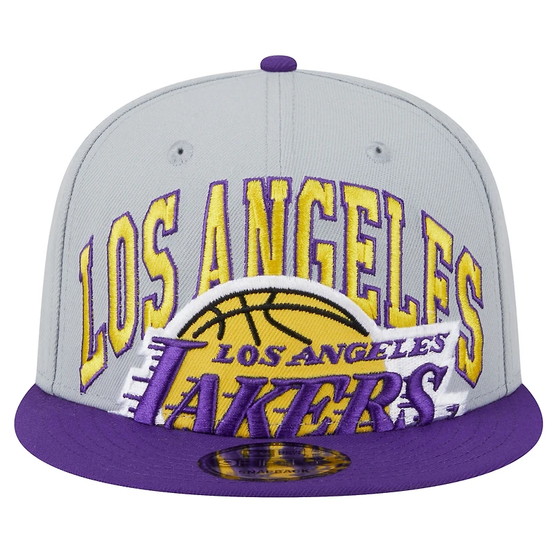 Casquette Snapback 9FIFTY New Era violet/gris Los Angeles Lakers Tip-Off pour homme