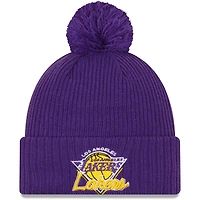 Men's New Era Purple Los Angeles Lakers 2021 NBA Tip-Off - Team Color Pom Cuffed Knit Hat