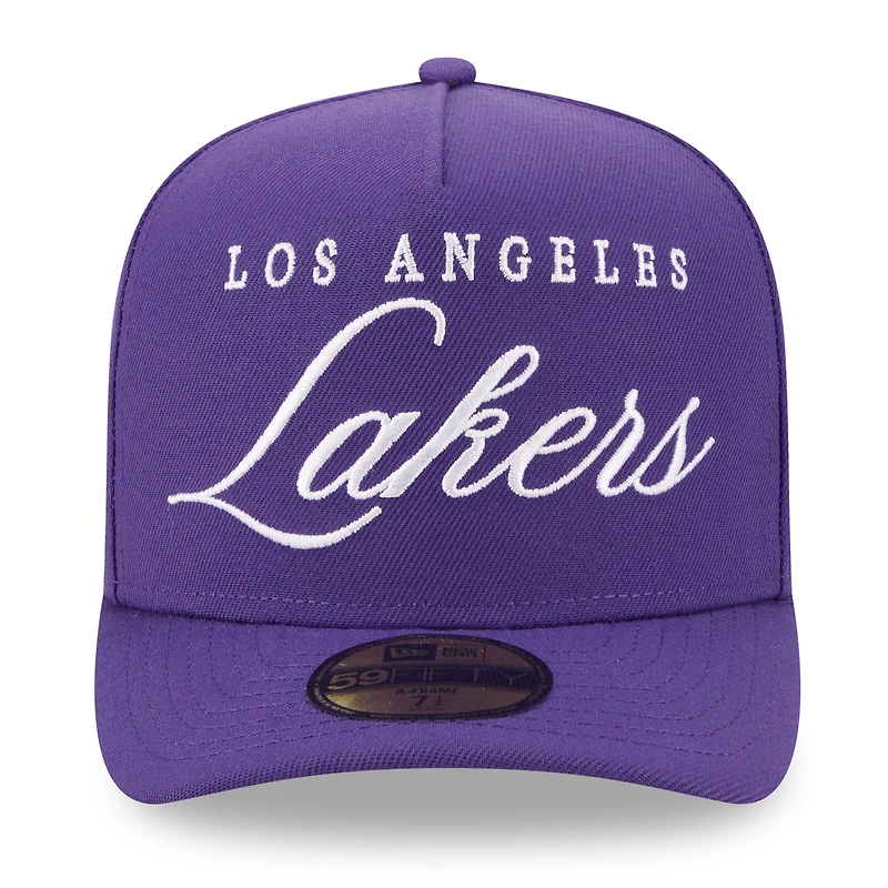 Casquette ajustée A-Frame 59FIFTY violette New Era pour homme, Los Angeles Lakers, draft NBA 2025