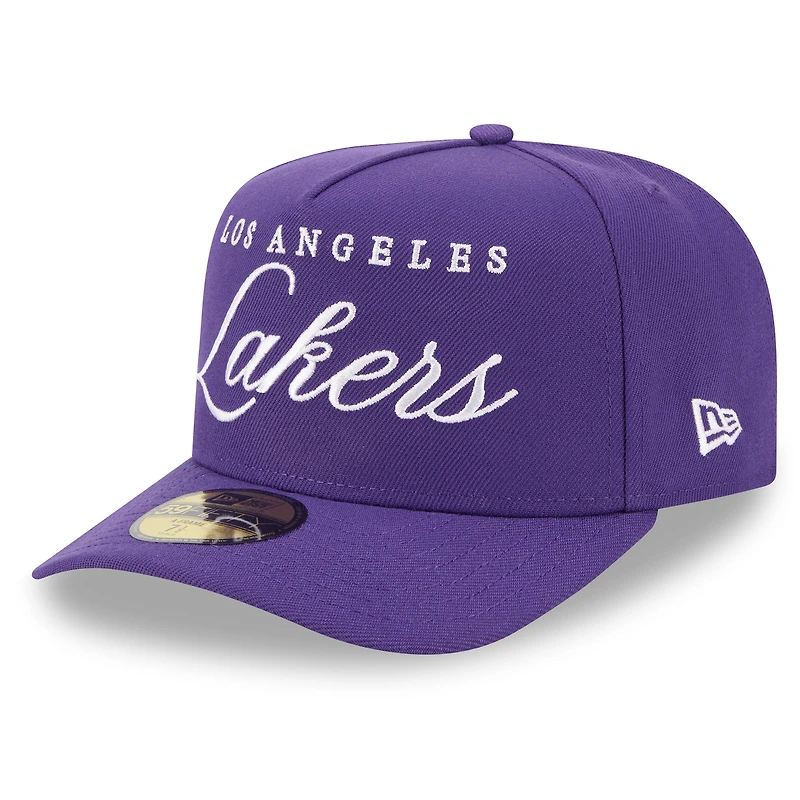Casquette ajustée A-Frame 59FIFTY violette New Era pour homme, Los Angeles Lakers, draft NBA 2025