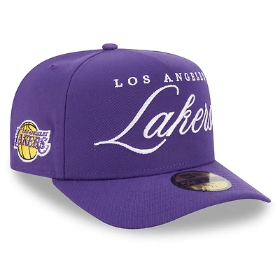 Casquette ajustée A-Frame 59FIFTY violette New Era pour homme, Los Angeles Lakers, draft NBA 2025