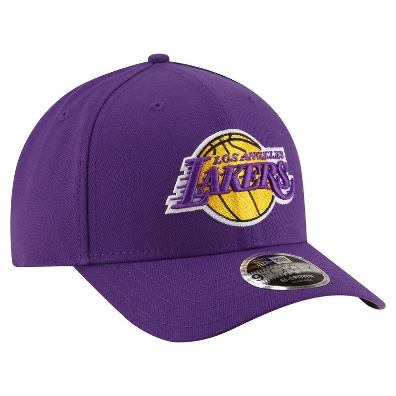 Casquette ajustable New Era violette 9FORTY Stock M-Crown pour homme, Los Angeles Lakers